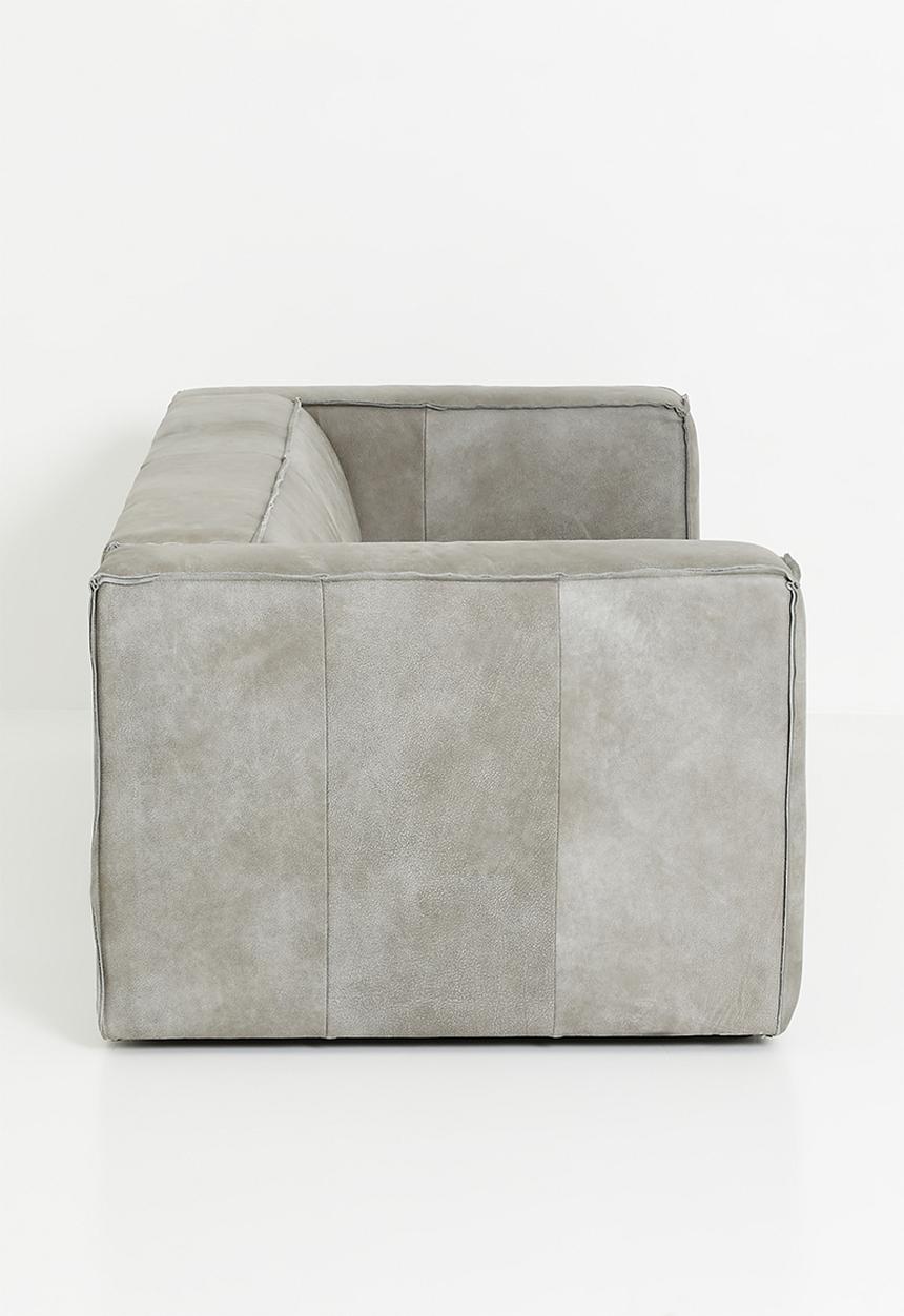 Sixth Floor - Seattle genuine leather 3 seater sofa - zambezi grey