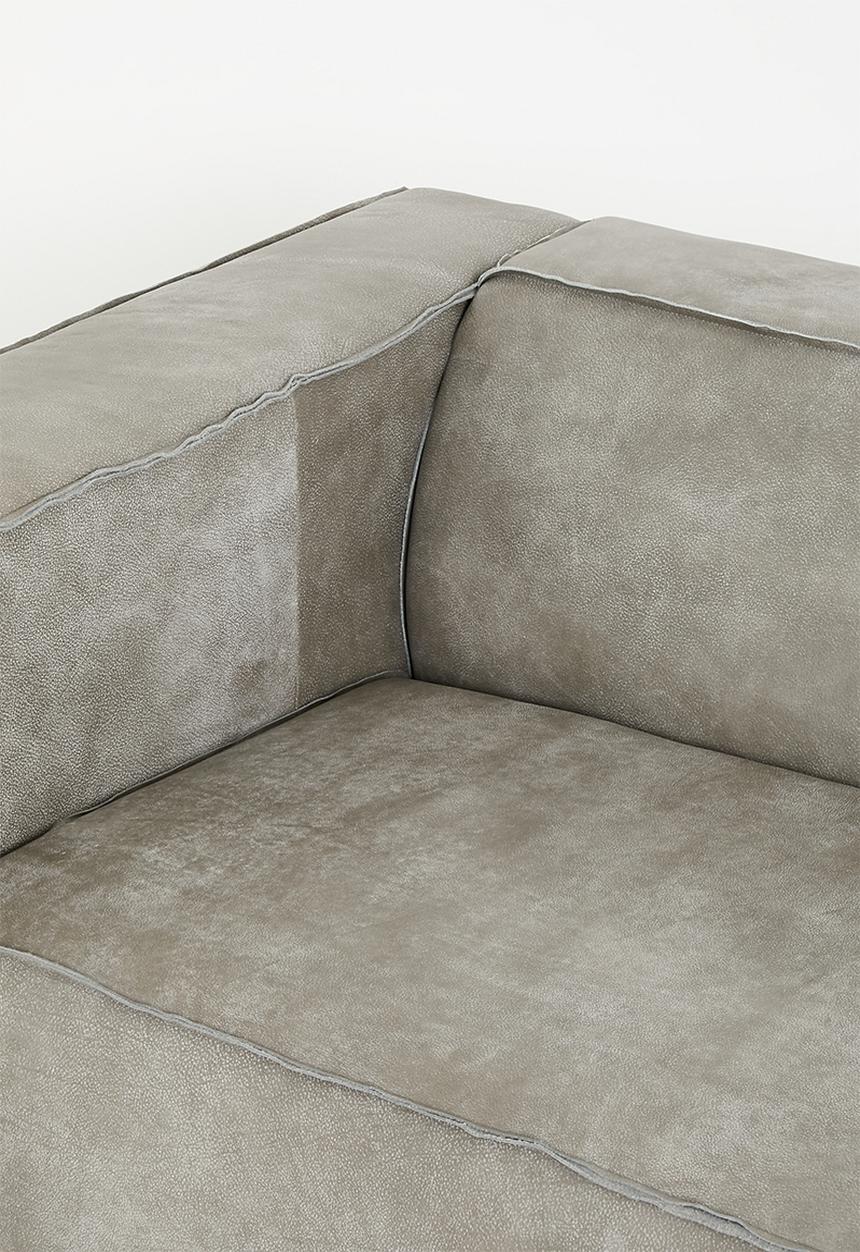 Sixth Floor - Seattle genuine leather 3 seater sofa - zambezi grey