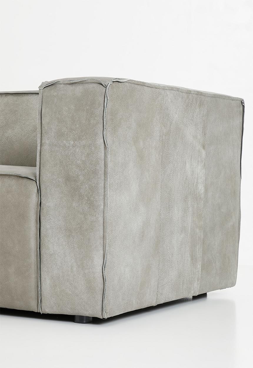 Sixth Floor - Seattle genuine leather 3 seater sofa - zambezi grey