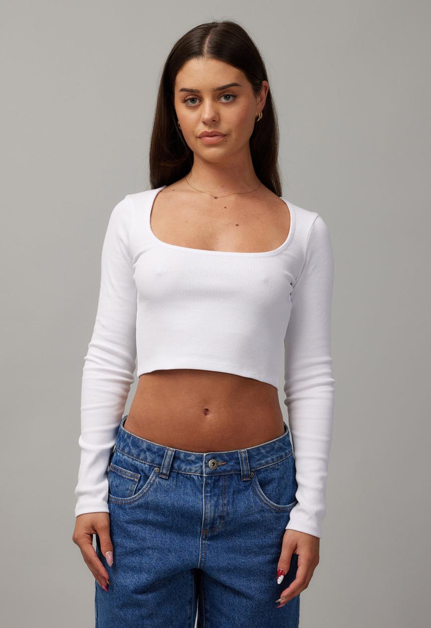 Factorie - Maddie crop long sleeve - white