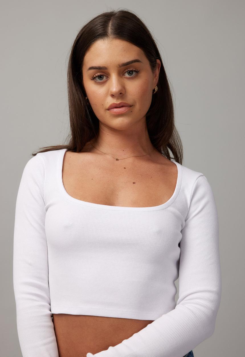 Factorie - Maddie crop long sleeve - white