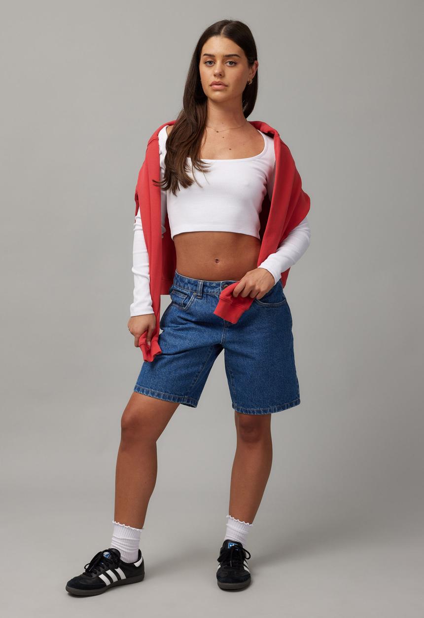 Factorie - Maddie crop long sleeve - white