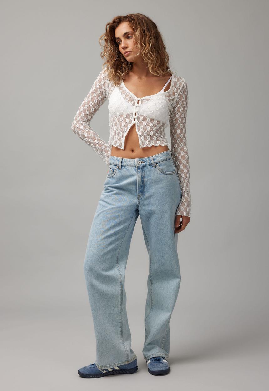 Factorie - Ella 3/4 sleeve lace cardi - white