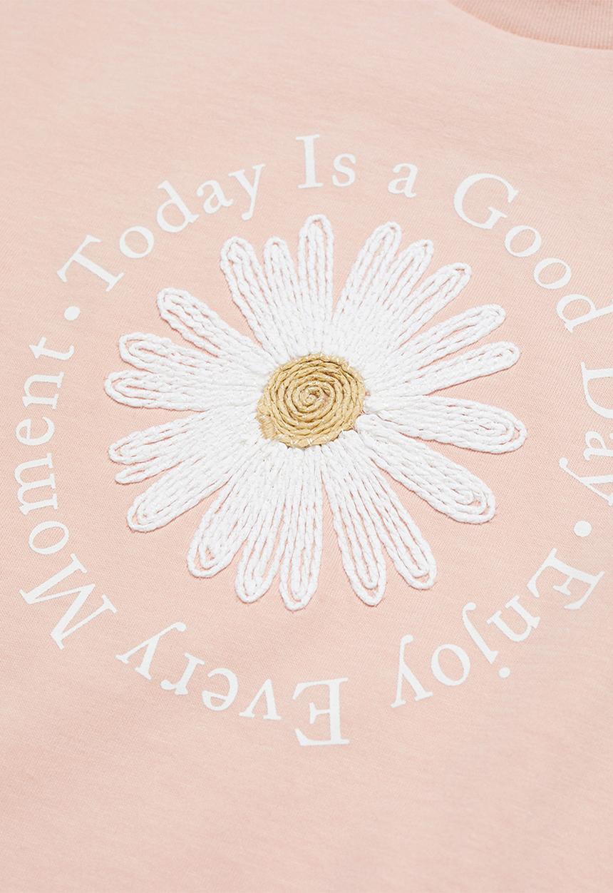 MANGO - T-shirt daisy - pink