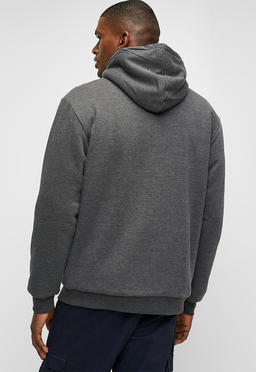Lark & Crosse - Themba Sherpa Lined Zip Thru Hoodie Pullover - Charcoal Mel