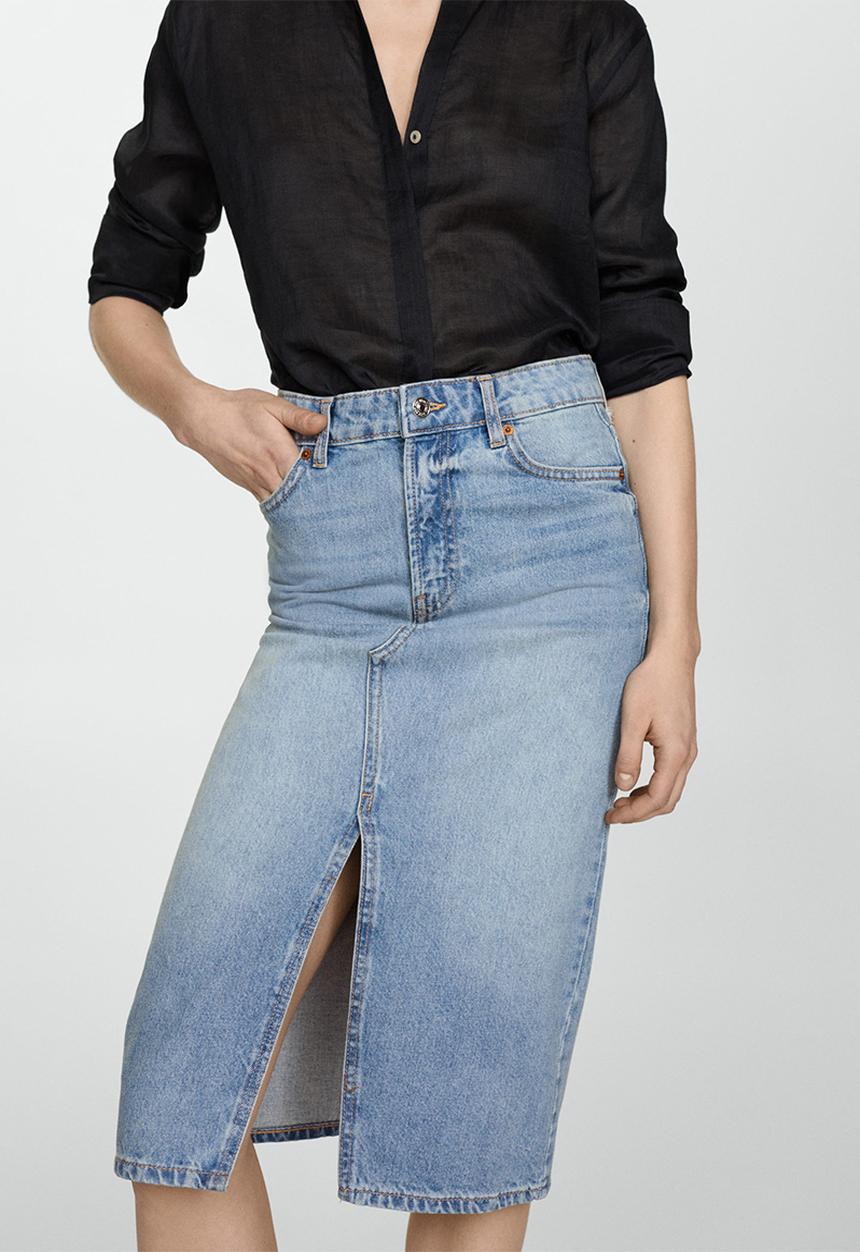 MANGO - Skirt sole - open-blue
