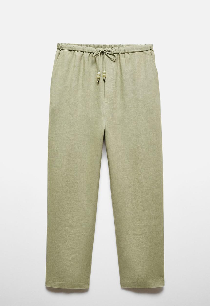 MANGO - Trousers Linen - Green