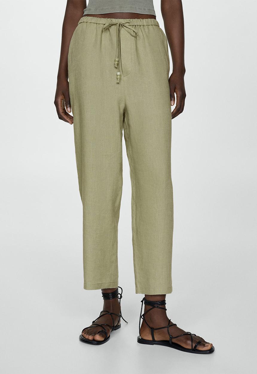 MANGO - Trousers Linen - Green