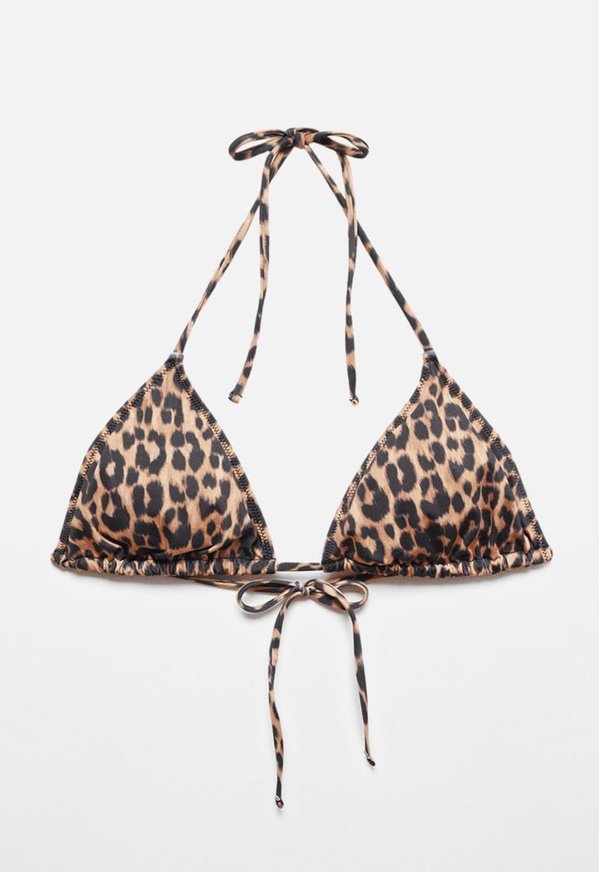 MANGO - Leopard bikini top - brown