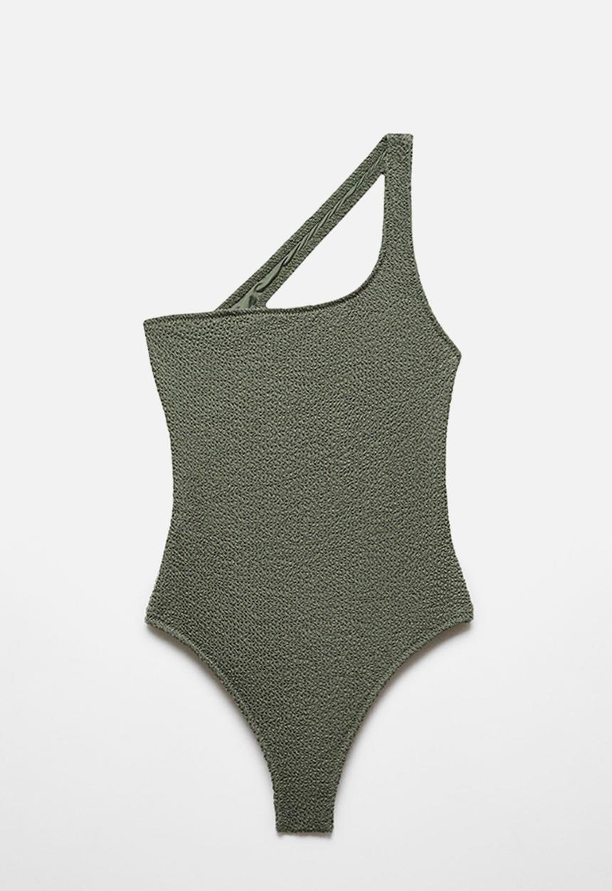 MANGO - Asymmetrical textured swimsuit - grey
