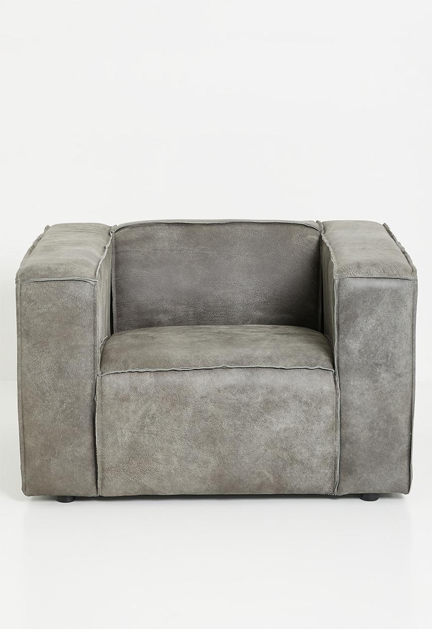 Sixth Floor - Seattle genuine leather arm chair-Zambezi grey