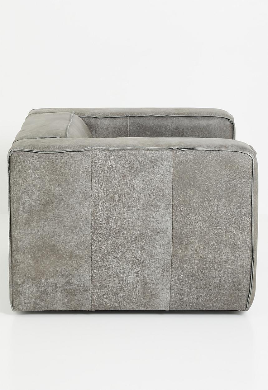Sixth Floor - Seattle genuine leather arm chair-Zambezi grey