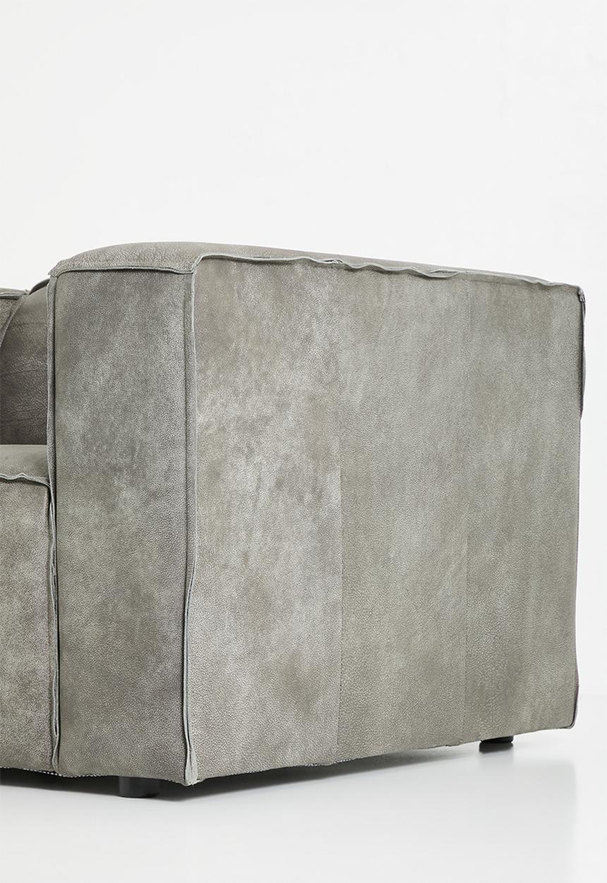 Sixth Floor - Seattle genuine leather arm chair-Zambezi grey