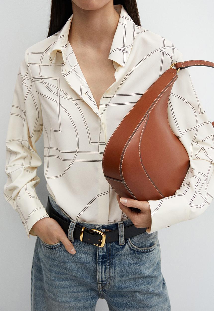 MANGO - Regular flowy shirt - beige