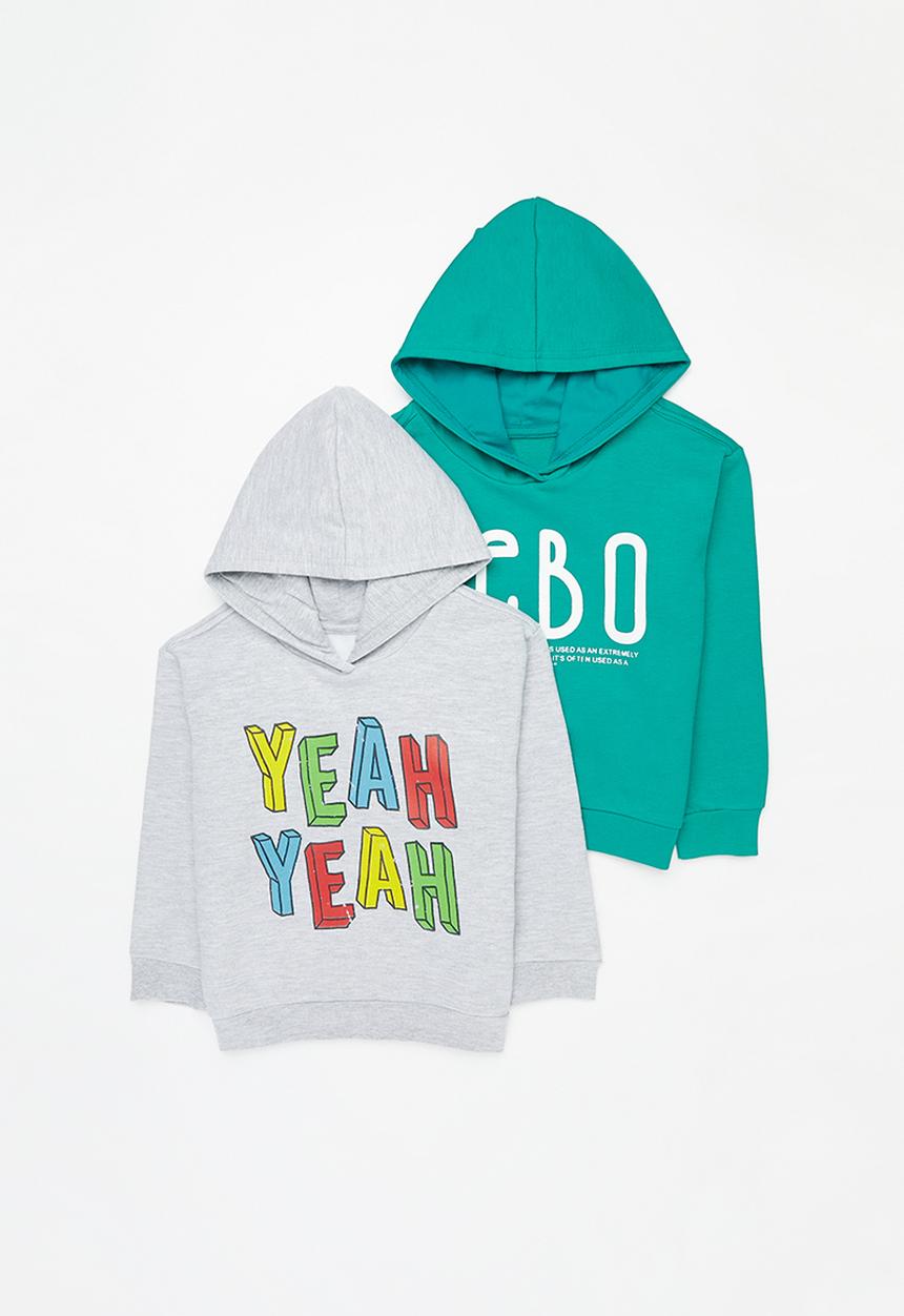 Pop Candy - 2 Pack hoodie - jade green & grey