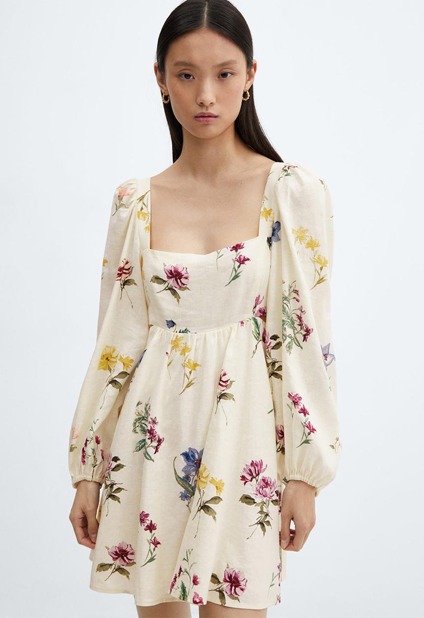 MANGO - Dress botanic-h - light beige