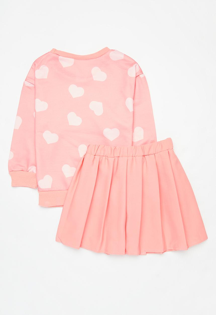 Pop Candy - Pleated skirt & printed top set-pink