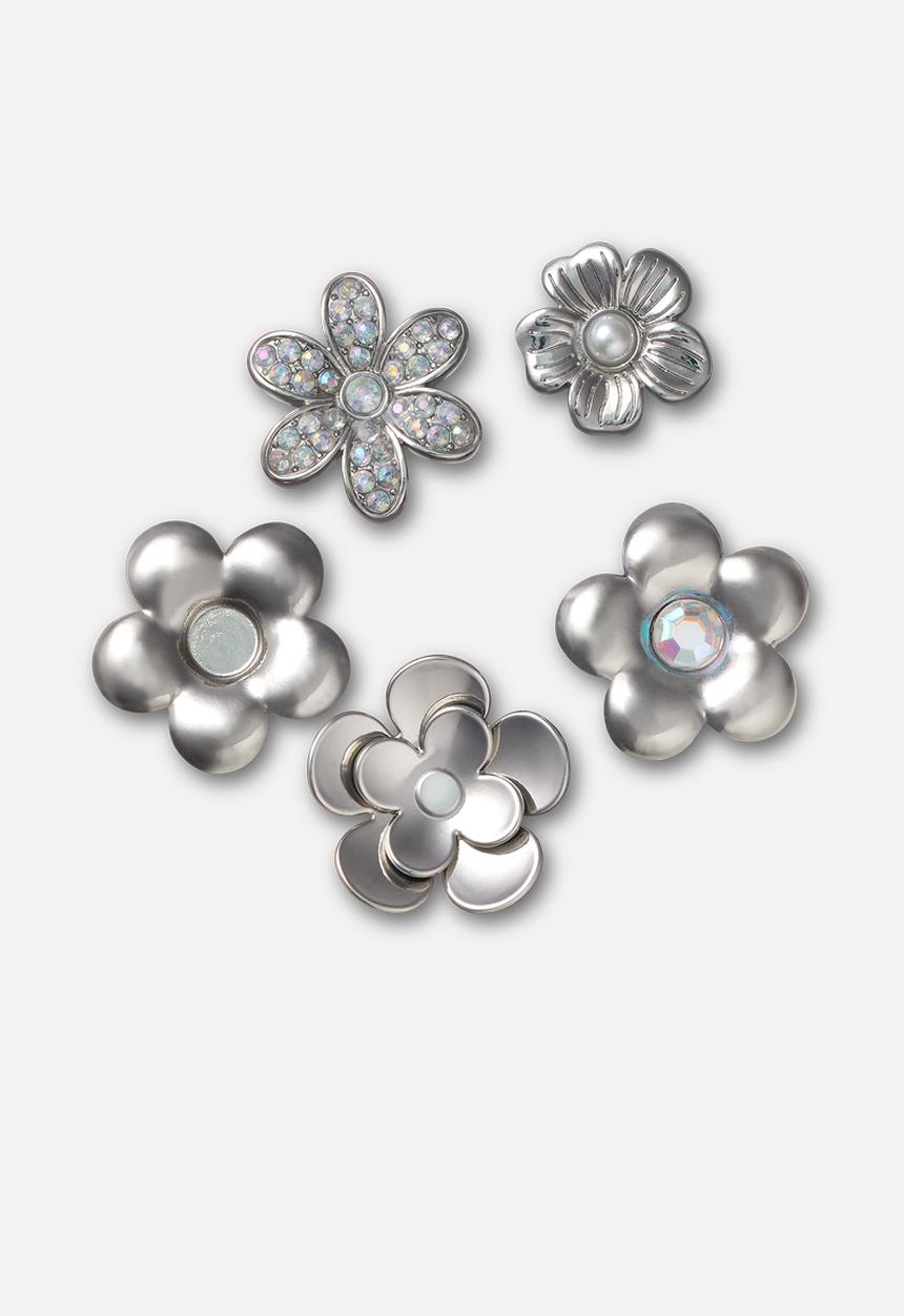 Crocs - Monochrome Silver Flowers 5 Pack - Multi