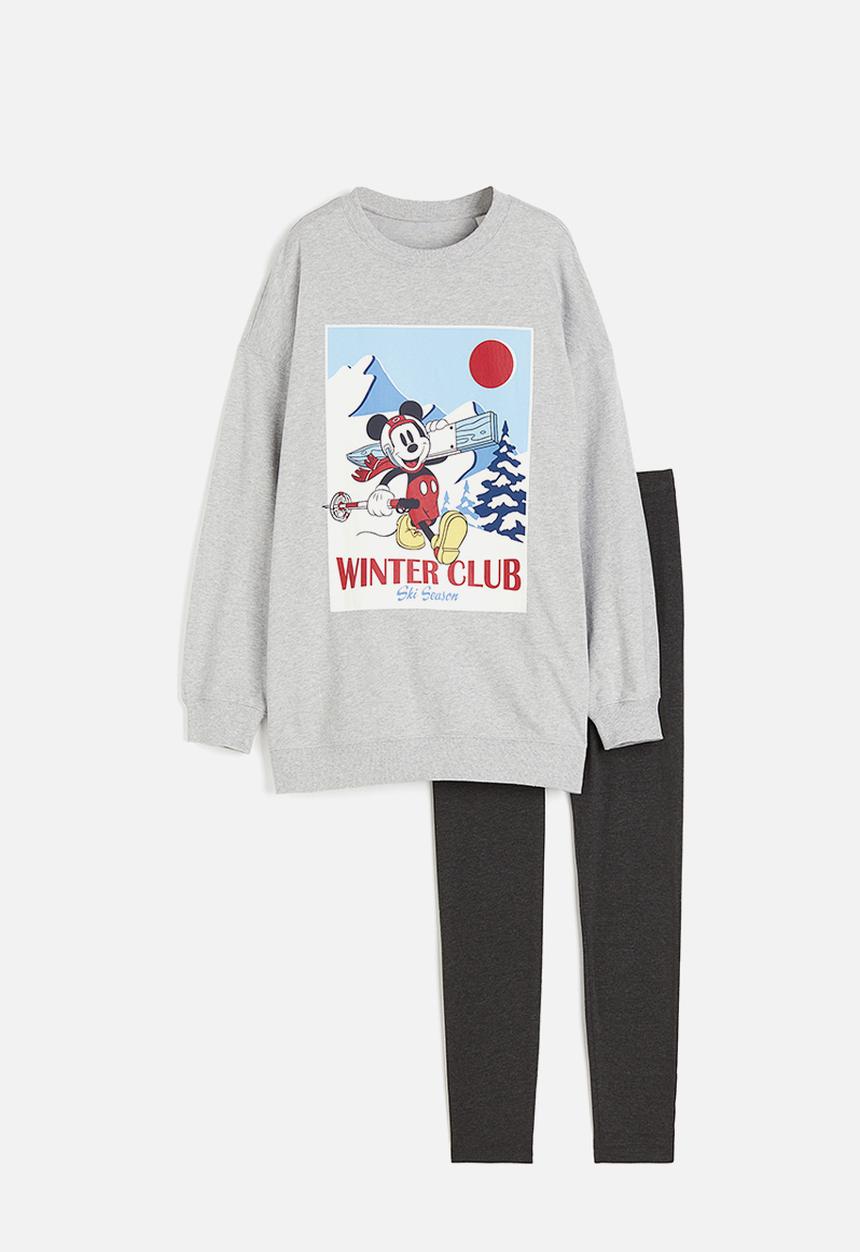 H&M - Printed pyjamas - light grey marl/mickey mouse