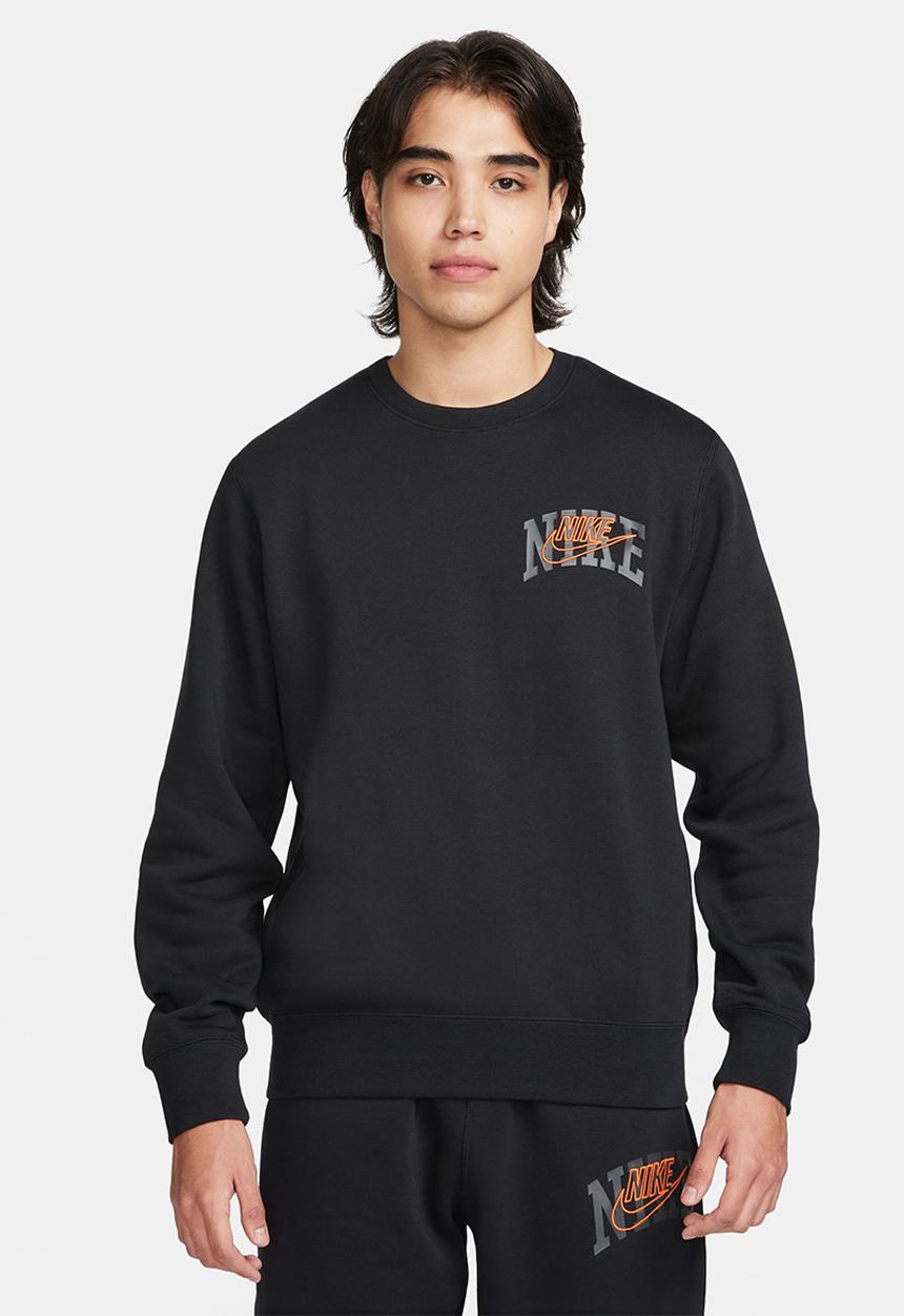 Nike - M Nike Club Bb Crew Arch Gx - Black & Safety Orange