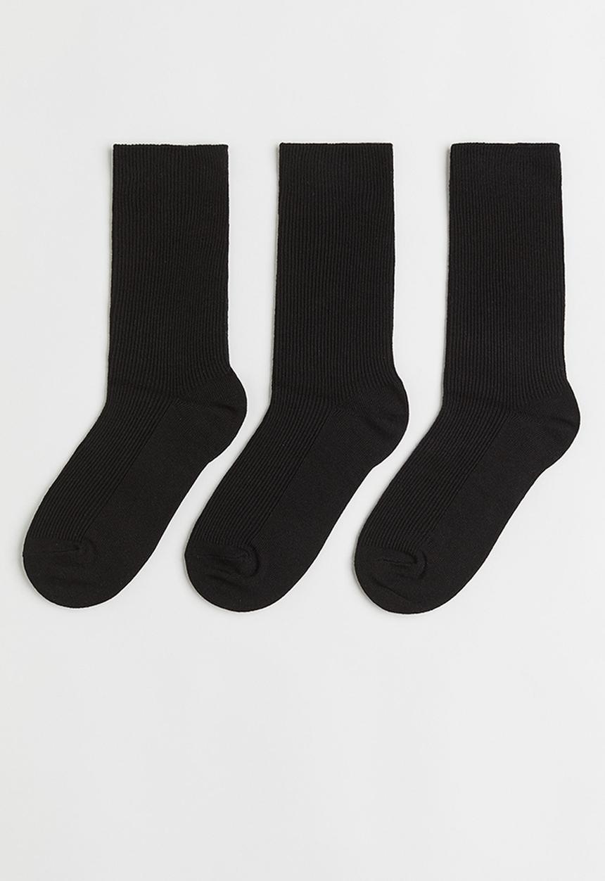 H&M - 3-pack ribbed socks - black