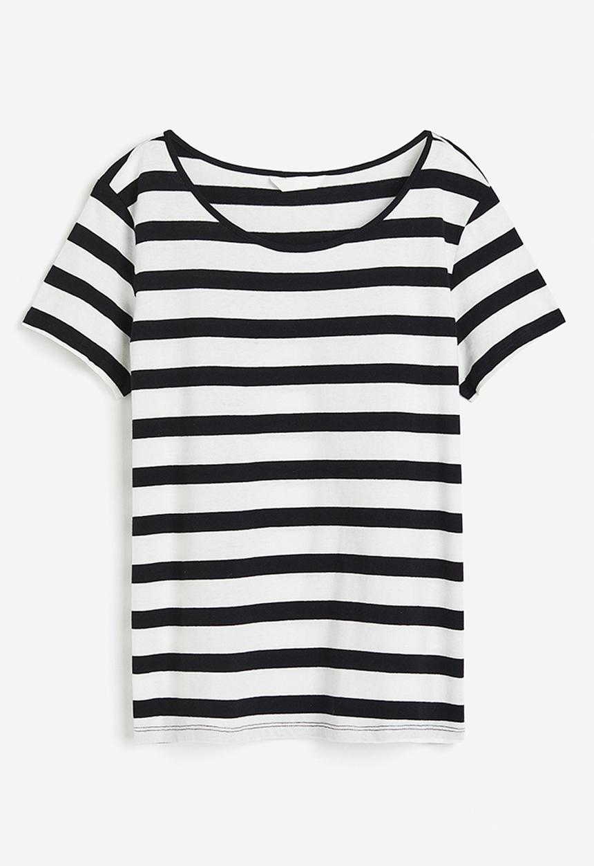 H&M - Cotton T-shirt - black & white