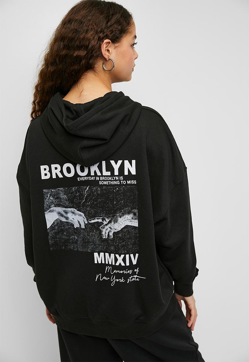 Blake - Oversized collegiate hoodie - black