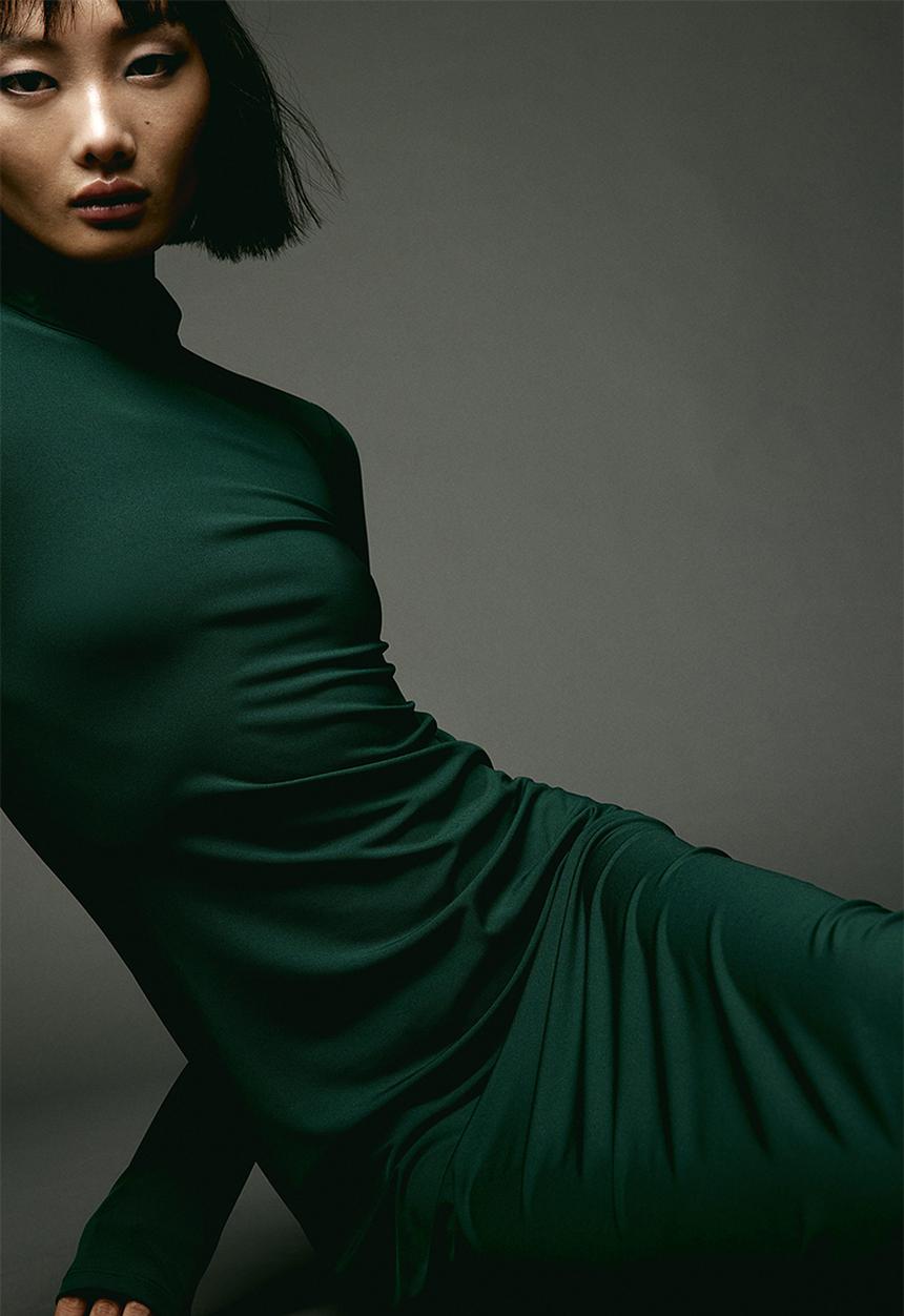 H&M - Stand-up collar dress - dark green