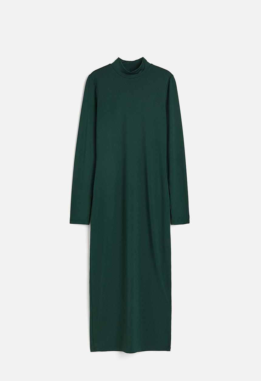 H&M - Stand-up collar dress - dark green