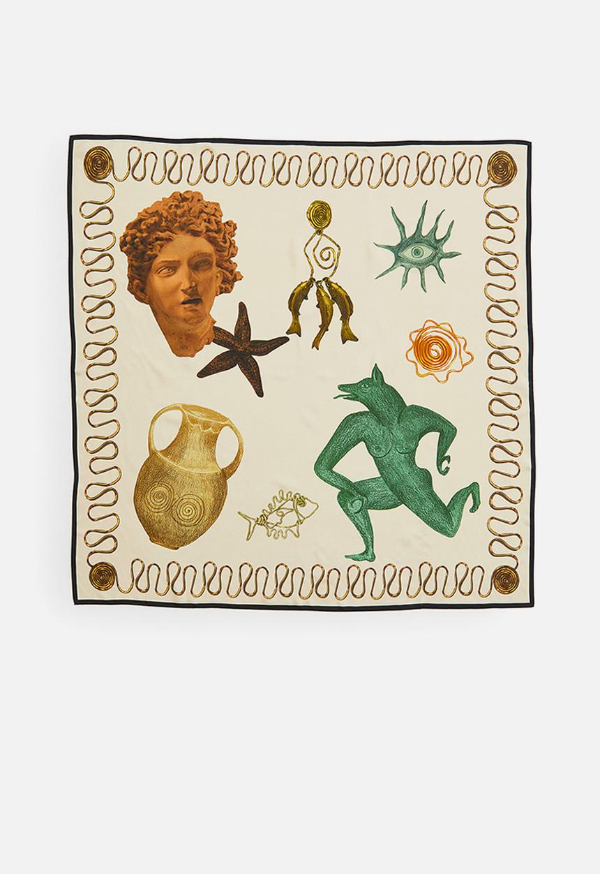 H&M - H&M Studio: Printed silk shawl - beige