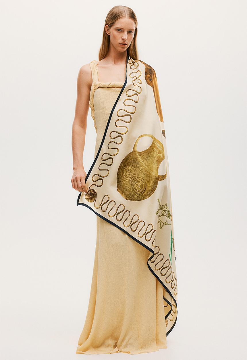 H&M - H&M Studio: Printed silk shawl - beige