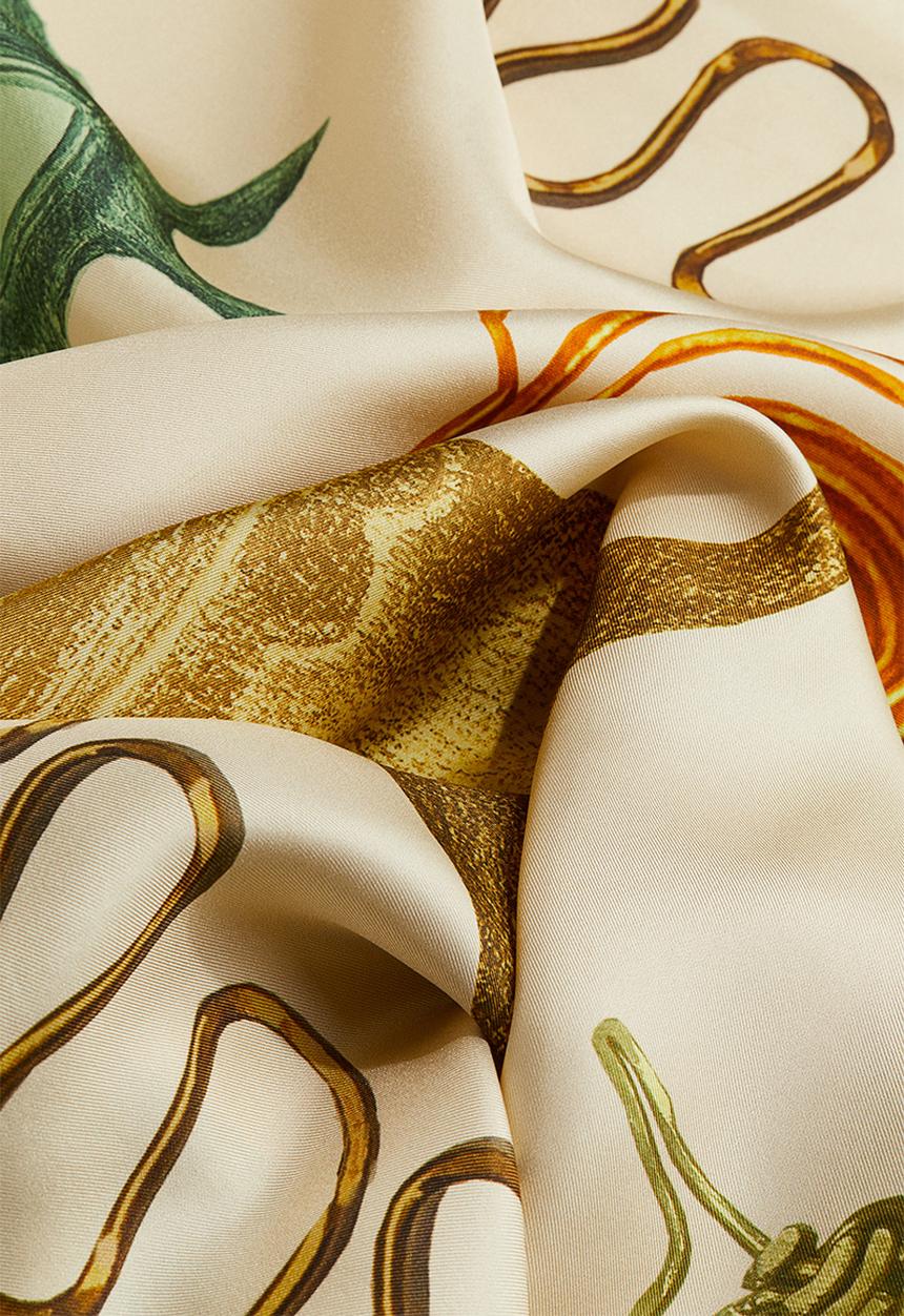 H&M - H&M Studio: Printed silk shawl - beige