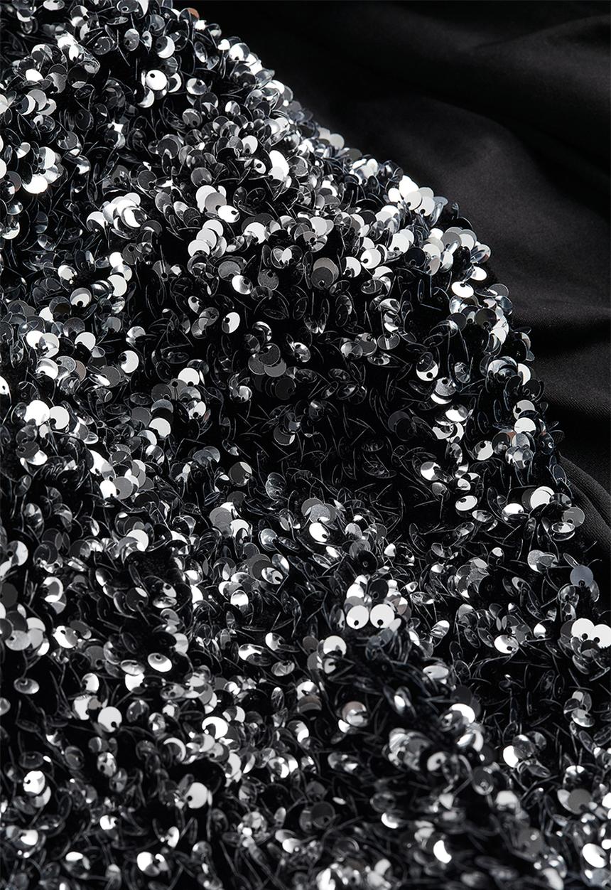 H&M - Sequined slit-hem dress - grey silver-coloured