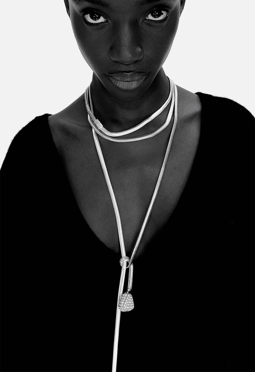 H&M - H&M Studio: Rhinestone-embellished necklace - silver,gold,multi