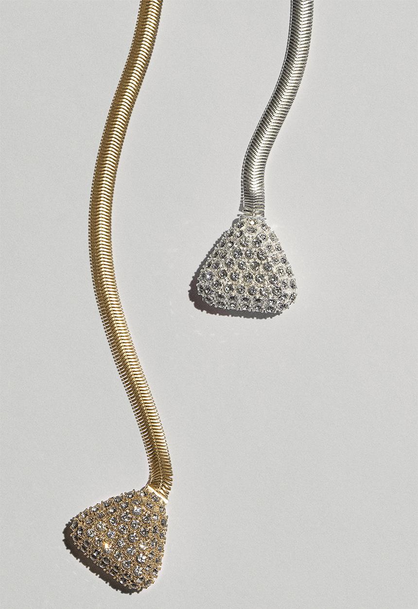 H&M - H&M Studio: Rhinestone-embellished necklace - silver,gold,multi