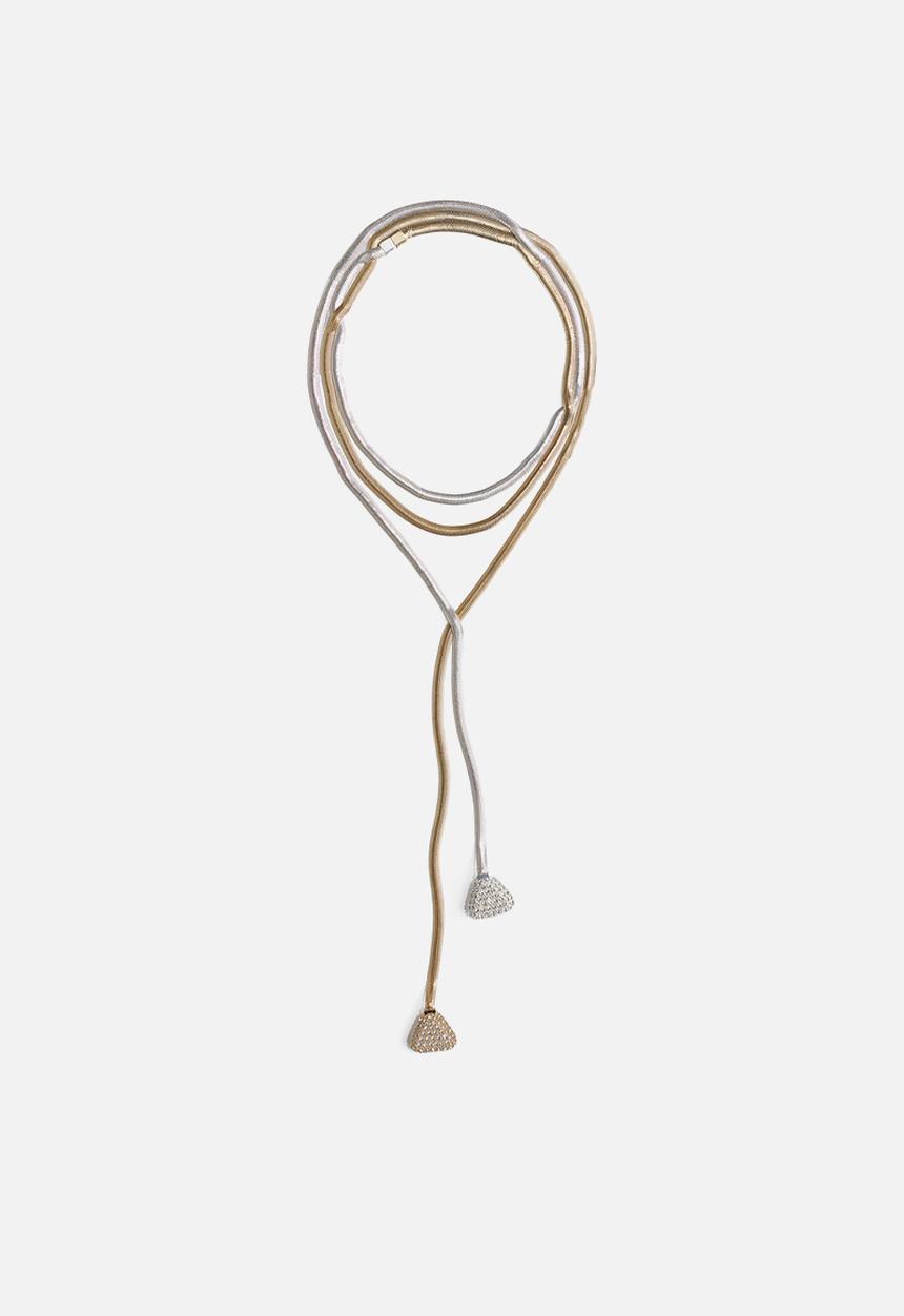 H&M - H&M Studio: Rhinestone-embellished necklace - silver,gold,multi