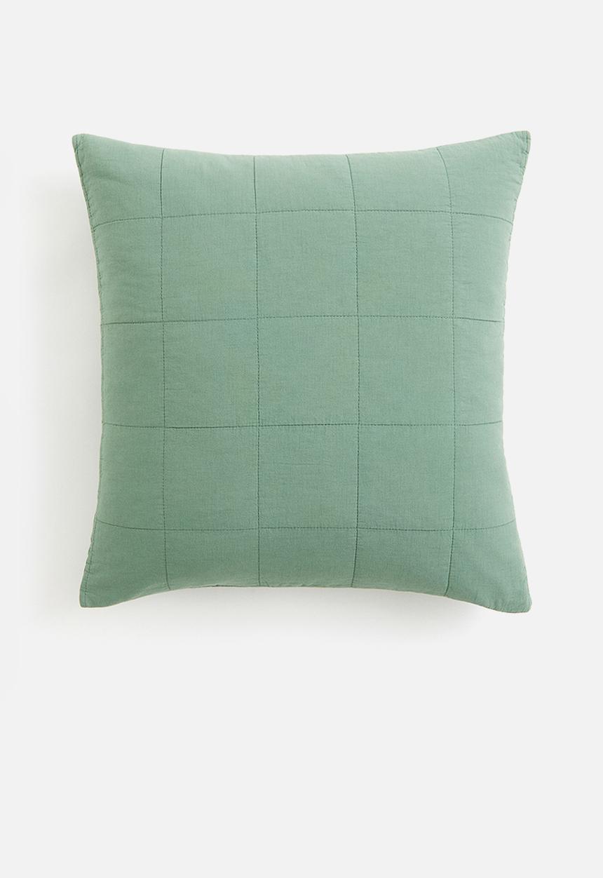 H&M - Quilted satin cushion cover - green