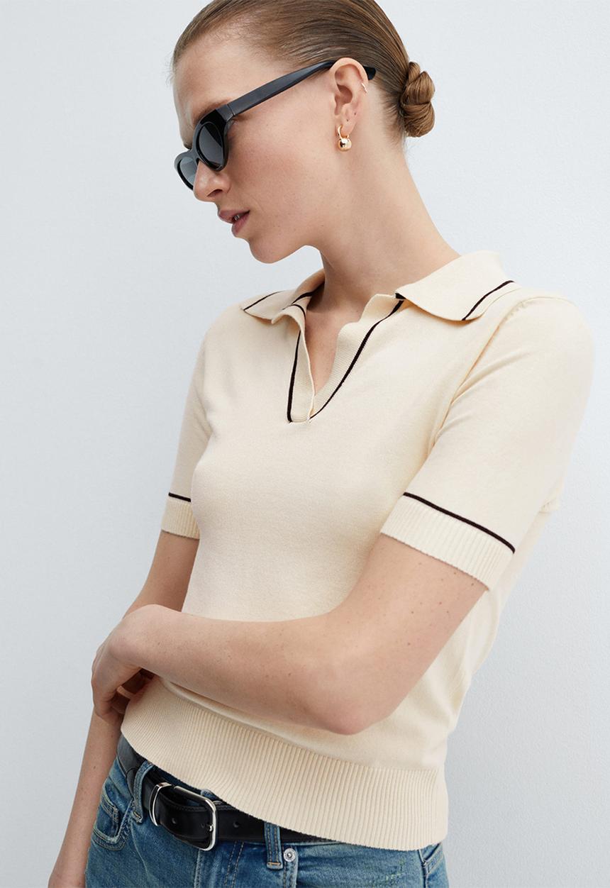 MANGO - Sweater vert - light beige