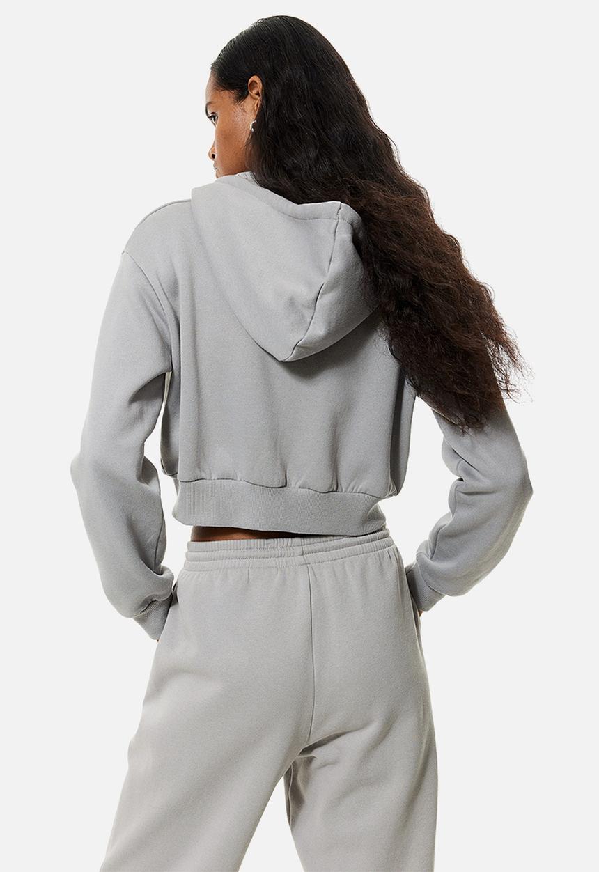 H&M - Cropped zip-through hoodie - grey