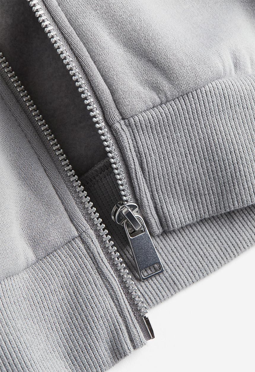 H&M - Cropped zip-through hoodie - grey