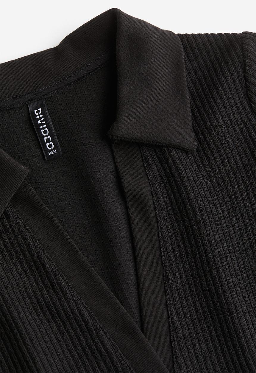 H&M - Collared jersey top - black