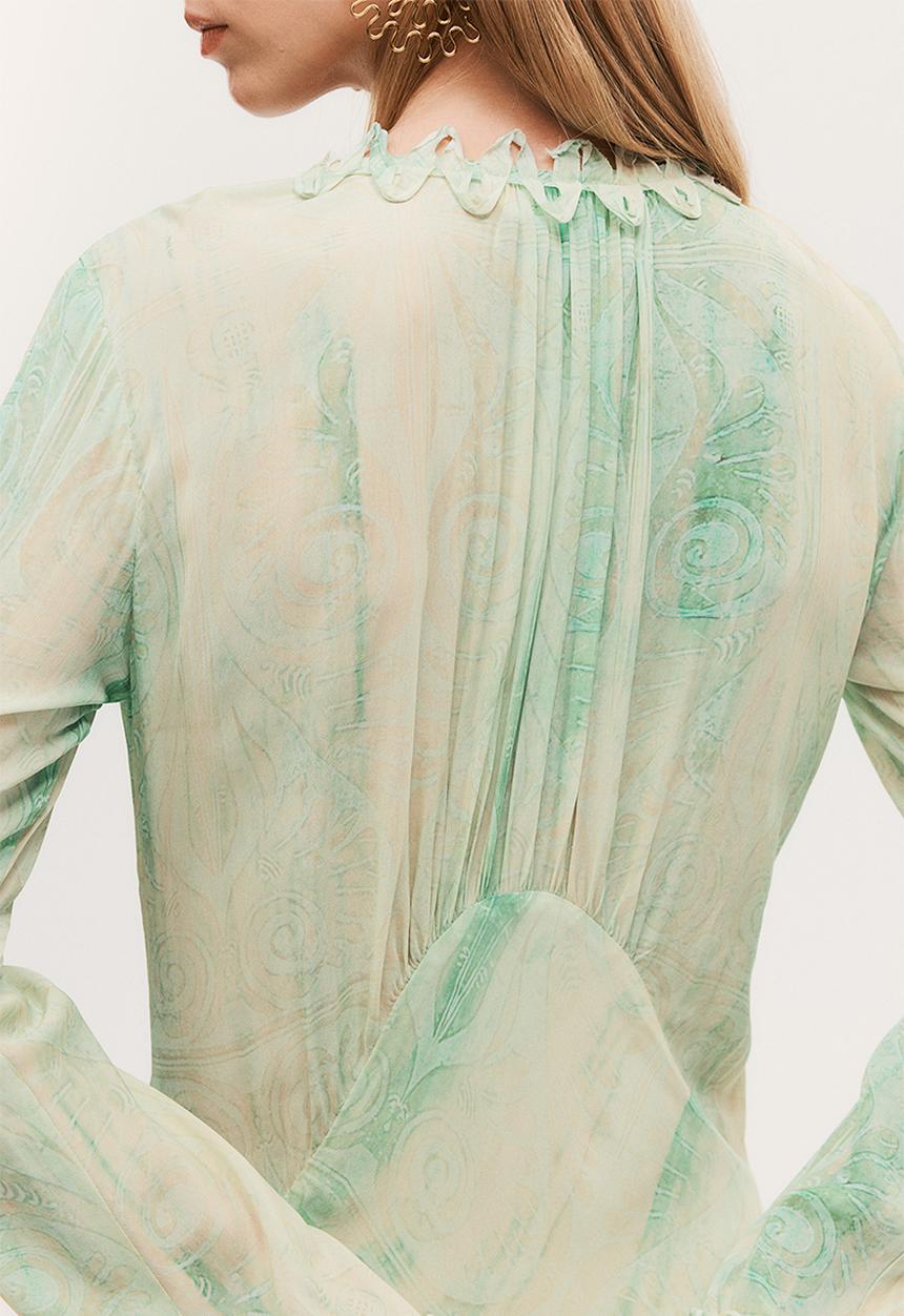 H&M - H&M Studio: Embellished patterned dress - green
