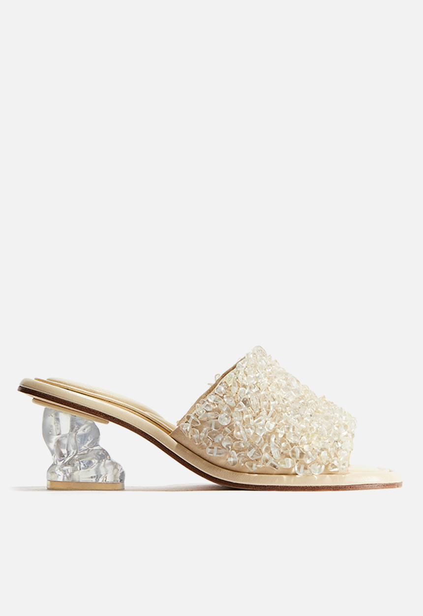 H&M - H&M Studio: Beaded leather mules - yellow & white