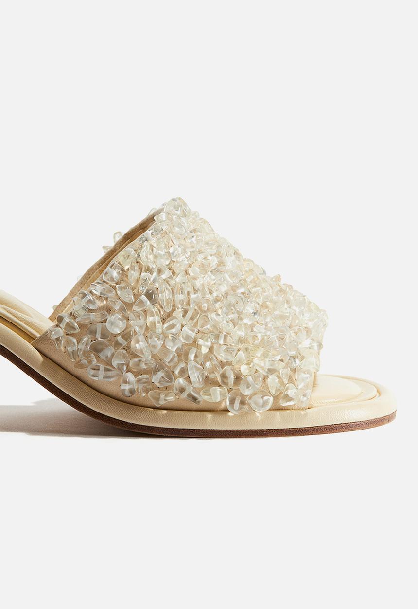 H&M - H&M Studio: Beaded leather mules - yellow & white