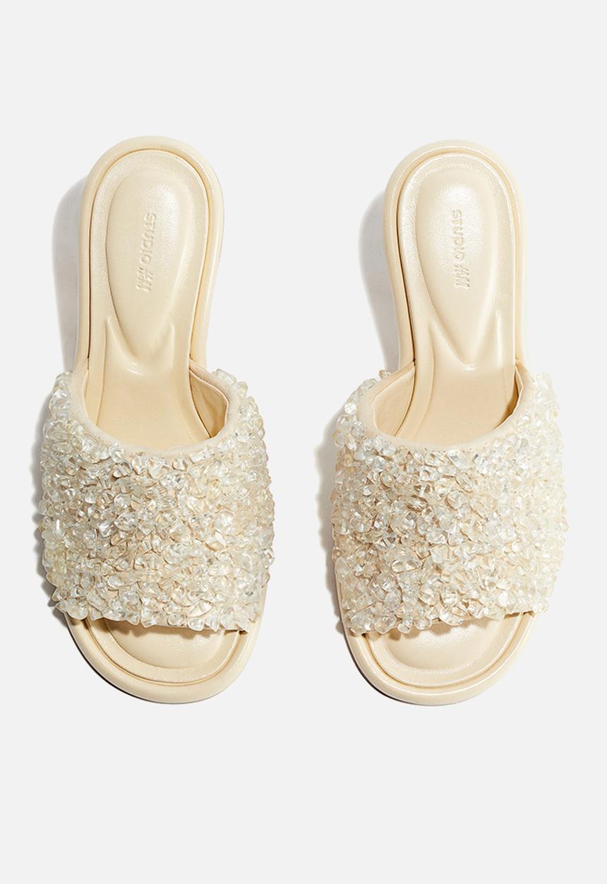 H&M - H&M Studio: Beaded leather mules - yellow & white