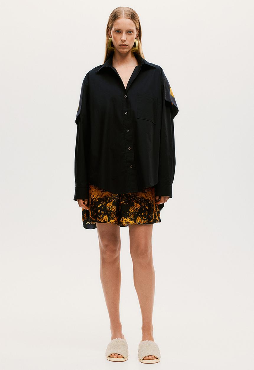 H&M - H&M Studio: Shirt with silk-scarf back piece - black