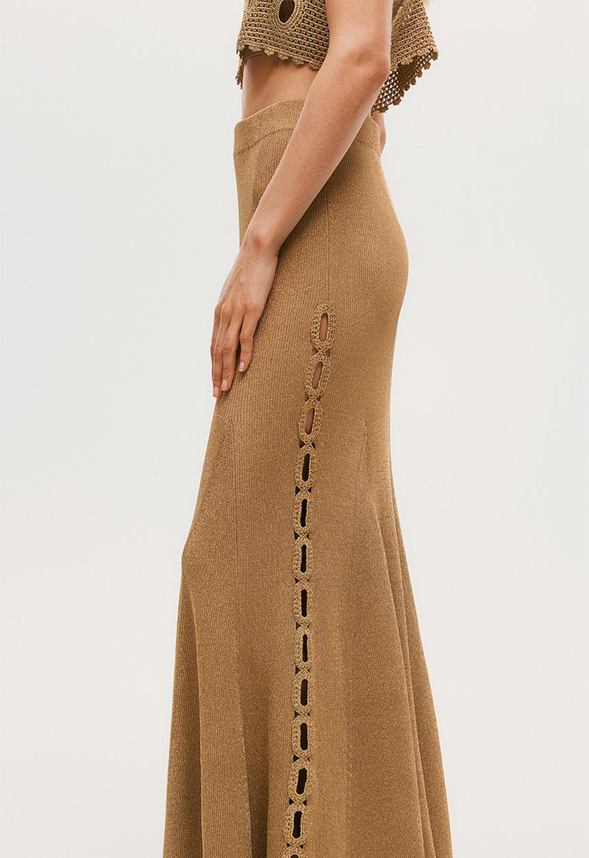 H&M - H&M Studio: Glittery crochet-look-panel skirt - gold