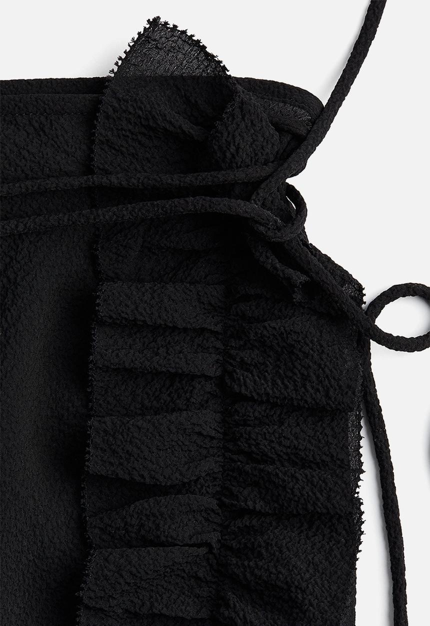 H&M - H&M Studio: Ruffled crinkled skirt - black