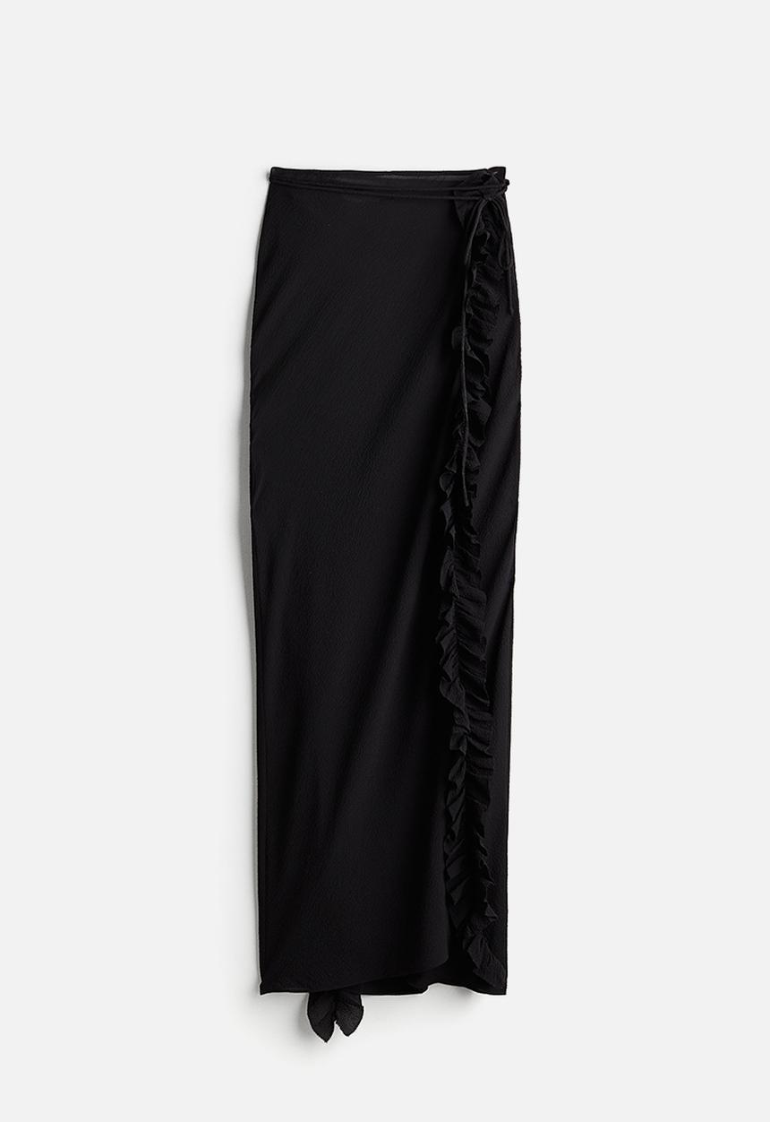 H&M - H&M Studio: Ruffled crinkled skirt - black