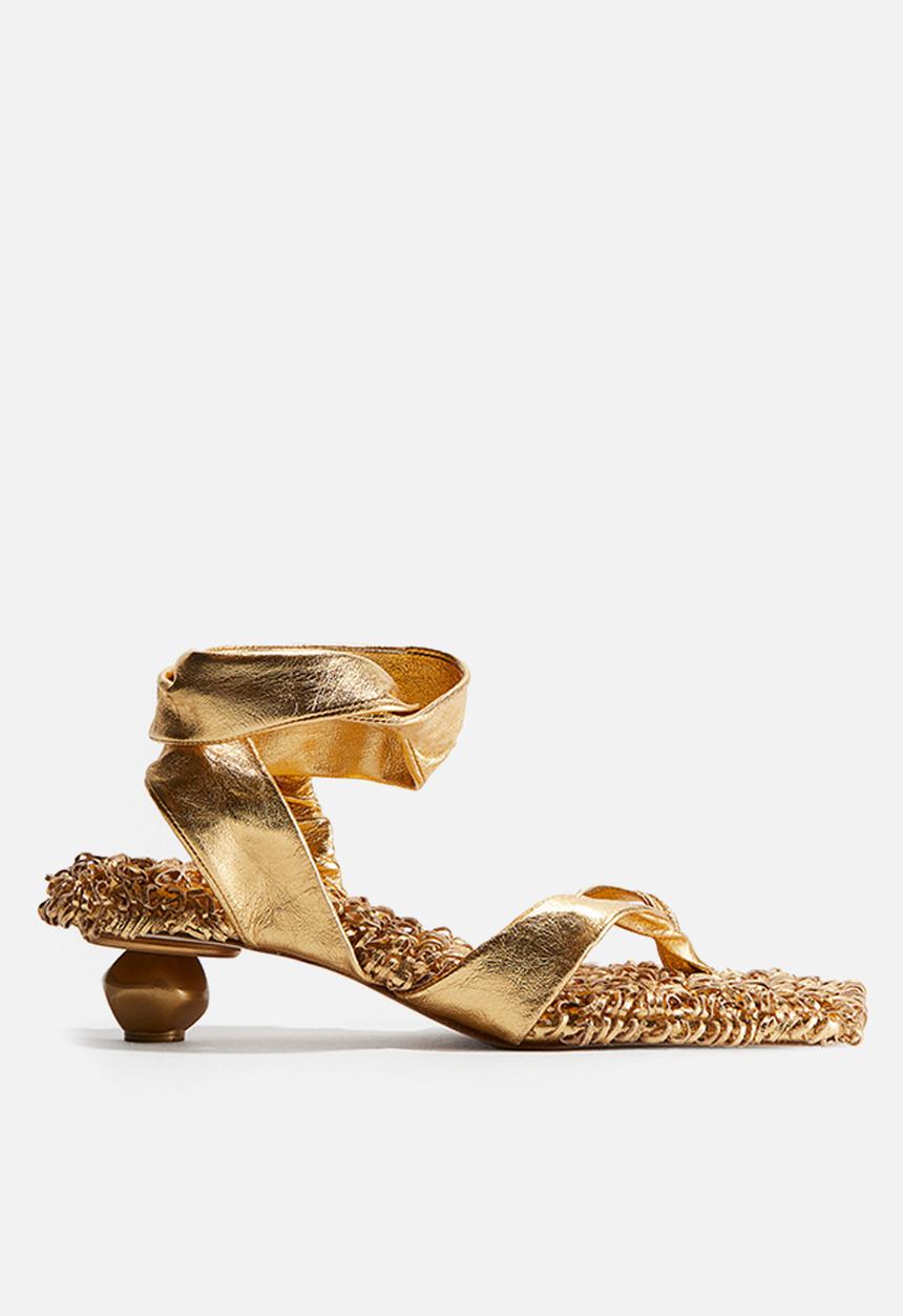 H&M - H&M Studio: Textured-look leather sandals - gold